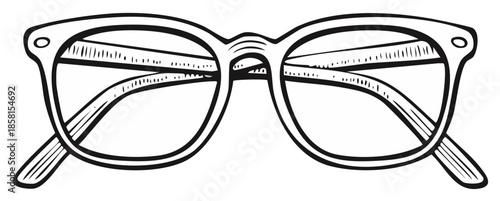Retro style eyeglasses illustration in black and white hand drawn style