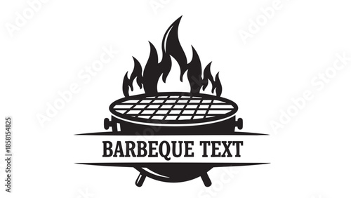 Vintage barbecue grill logo with flames and text