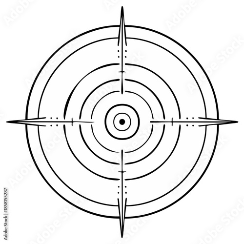 Concentric circles and crosshairs forming a target reticle symbol