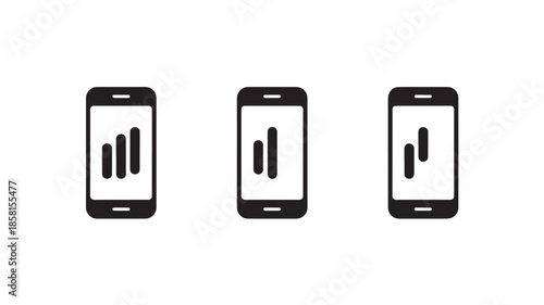 Mobile phone signal strength icons for app ui and website design, vector symbols