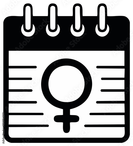 Calendar page displaying the female gender symbol symbolizing women's day or feminine events