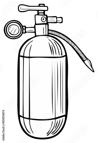 Hand Pump Sprayer Outline Illustration Gardening Equipment Agriculture Black and White