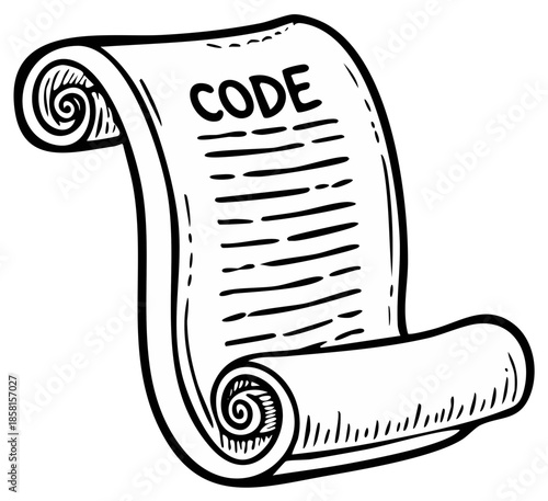 Scroll of Code Handwritten Illustration Document