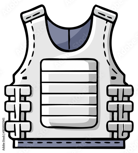 Protective Body Armor Vest Illustration Shielding Device Tactical Safety Gear Outfit Equipment