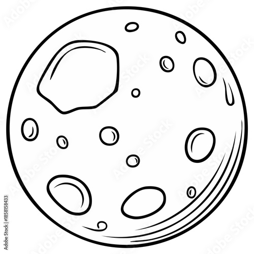 Stylized hand drawn moon with craters and texture cosmic illustration