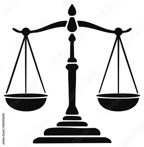 Abstract Law and Justice Symbol Featuring Scales Balance in a Minimalist Design for Legal Concepts and Equitable Representation
