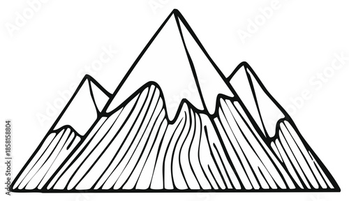 Hand Drawn Mountain Peaks With Wavy Texture Representing Nature and Adventure