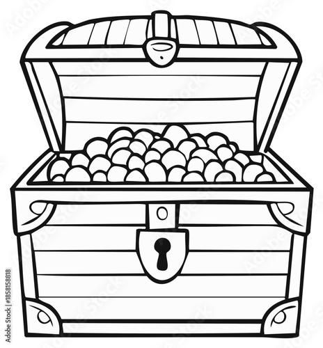 Open Treasure Chest Filled with Gold Coins Illustration