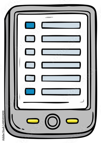 Simple Hand Drawn Electronic Reader Device Displaying Text Information
