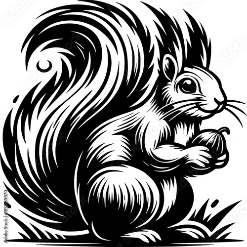 The Squirrel's Harvest: An endearing sketch captures a squirrel clutching a prized acorn amidst natural surroundings. The artwork evokes a sense of wildlife charm.