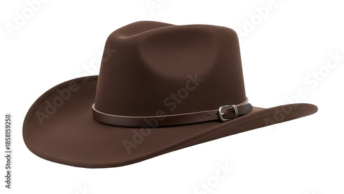 Brown cowboy hat isolated PNG, classic western headwear for rodeo, country music, and themed events on transparent background