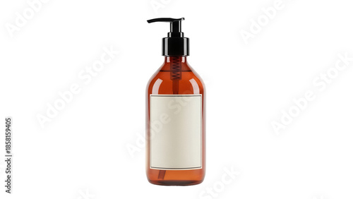 Tableau sur toile Amber bottle with dispenser isolated PNG on transparent background, container fo