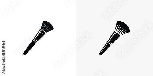 Two elegant beauty makeup brushes are illustrated side by side, showcasing their simple contrasting designs