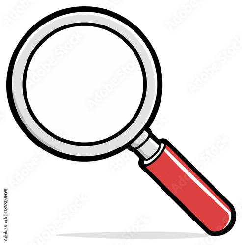 Cartoon Magnifying Glass with Red Handle Illustration