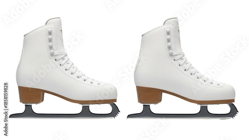 Tableau sur toile Pair of white figure skates isolated PNG on transparent background, ice skating