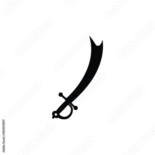 Sword silhouette vector flat design on white background.