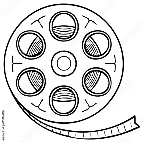 Film reel vector illustration, retro movie production concept