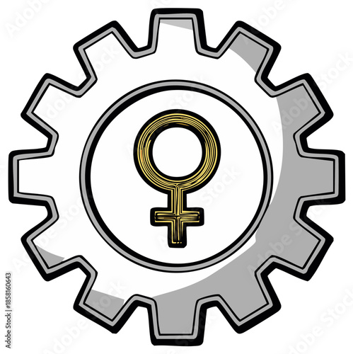 Gear with Venus symbol vector illustration
