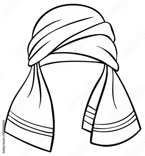 Headwear contour with draping fabric and stripe detail for design usage