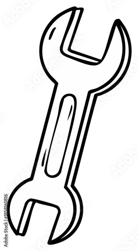 Simple Line Drawing of a Classic Combination Wrench Tool