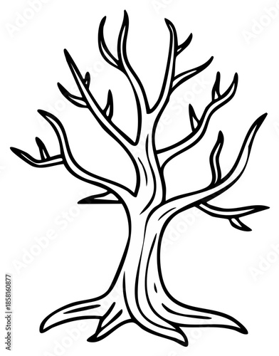 Minimalist stylized leafless tree outline for design element or icon