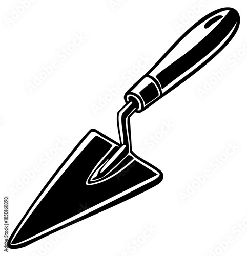Trowel Construction Tool Vector Silhouette Icon for Plastering Bricklaying