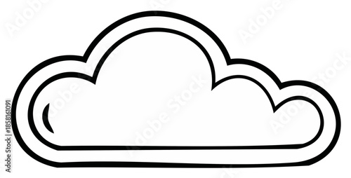 Outlined Cloud Illustration Isolated Symbol Weather Forecast Icon Artwork Graphic Design Meteorology Sky.