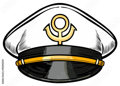 Nautical Captains Hat with Golden Anchor Emblem