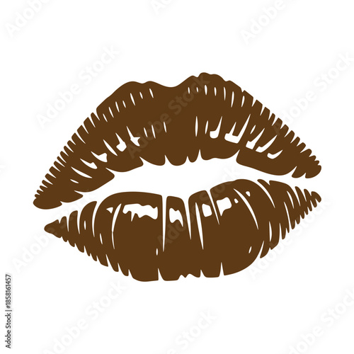 Vintage Brown lips illustration in a realistic style for design and artistic use  lips only