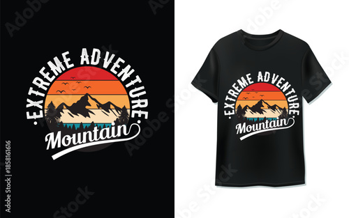 Extreme Adventure Mountain Retro Sunset T-Shirt Vector Design