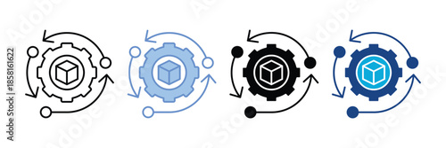 Production Cycle   Icon Set Multiple Style Collection