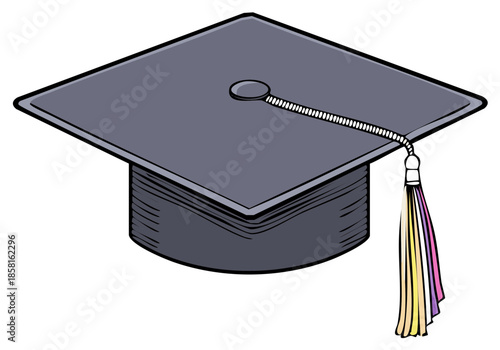 Graduation cap with tassel illustration for educational achievement recognition and academic success celebration, symbolizing scholastic accomplishment
