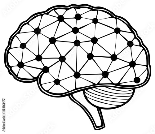 Conceptual outline of the human brain with interconnected network