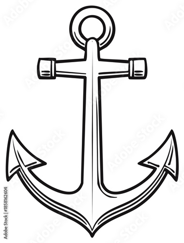 Classic anchor silhouette symbol representing maritime nautical exploration and stability