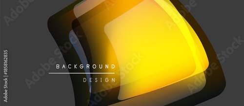 Abstract golden shape over gray background. Modern design elements create dynamic visual impact. Text reads background design.
