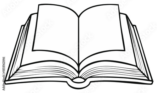 Open Book Outline Illustration for Educational or Reading Concepts