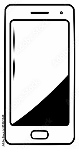 Modern Smartphone Outline with Low Battery Indicator Graphic