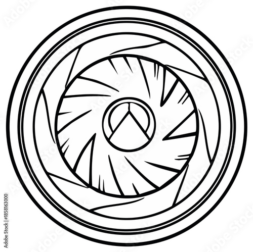 Camera Lens Aperture with Circular Blades Open, Optics and Focus Control