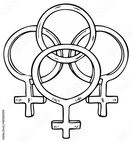 Interconnected Female Symbols Representing Unity Sisterhood and Empowerment