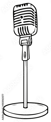 Retro Microphone on Stand Sketch