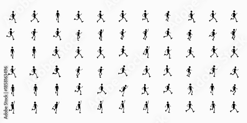 A grid of stick figures depicting various stages of a walking motion