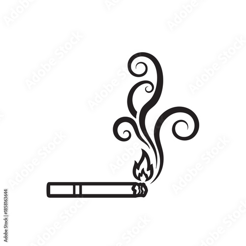 Burning incense stick with smoke and flame illustration