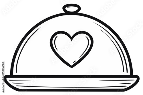 Serving dish outline with heart shape, restaurant, love, food service