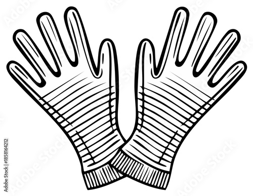 Winter Gloves Pair Hand Drawn Illustration Protective Gear Apparel Accessory Clothing Fashion Item Graphic Design Element