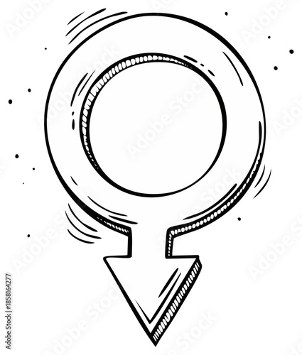 Hand Drawn Male Gender Symbol Sketchy Doodle Line Art Illustration Representing Masculinity Identity