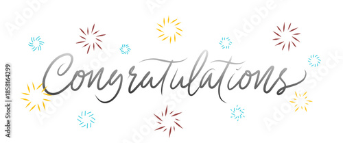 script text congratulations on light gray background. congratulations text, calligraphy congratulations, elegant typography design, celebration lettering, hand drawn congratulations