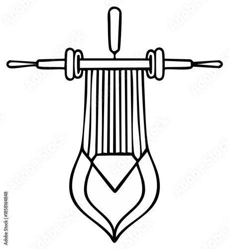 Illustration of macrame fiber art creation