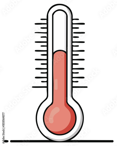 Simple illustration of a red liquid filled thermometer indicating elevated temperature