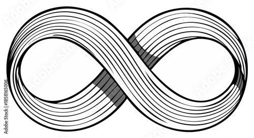 Stylized infinity symbol line art illustration representing endless loop eternity concept