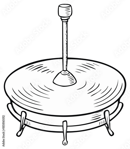Hand-drawn illustration of a traditional Indian tandoor oven with a central rod